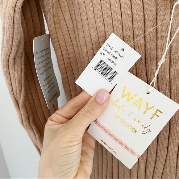 WAYF Dress Dede and Emily BFF Camel Sweater Dress NWT Medium - Picture 5 of 7